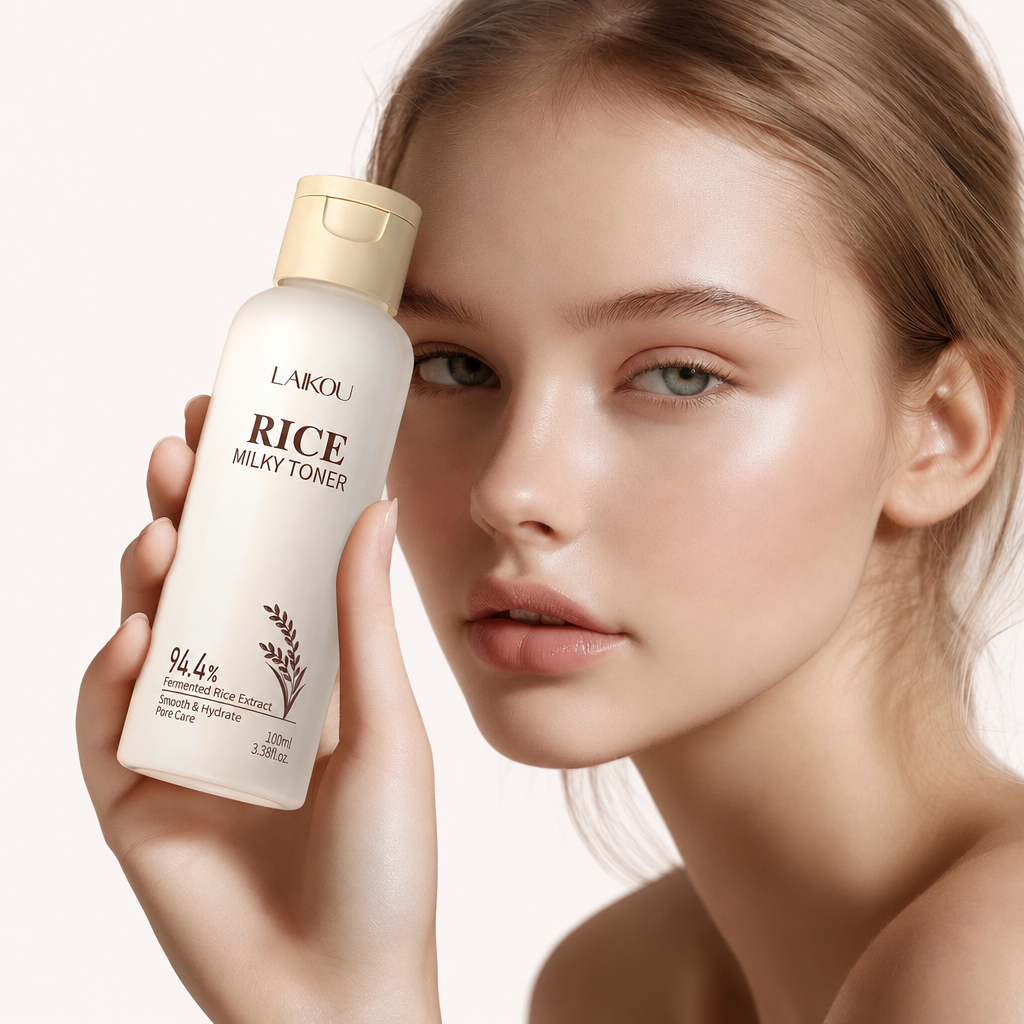 Produit LAIKOU du coffret à l’eau de riz sur fond #fcf7f6